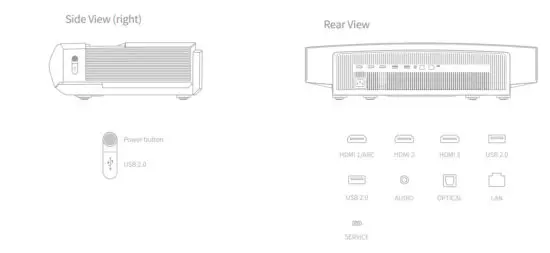 XGIMI Aura 4K UHD Ultra Short Throw Laser Projector - Front & Top view 1
