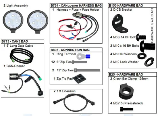 clearwater LIGHTS R1200RTW Darla LED Light Kit - Parts List 1