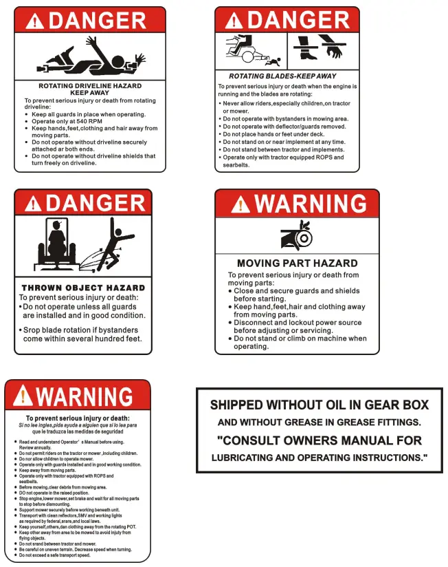 ROTARY CUTTER SAFETY SIGNS