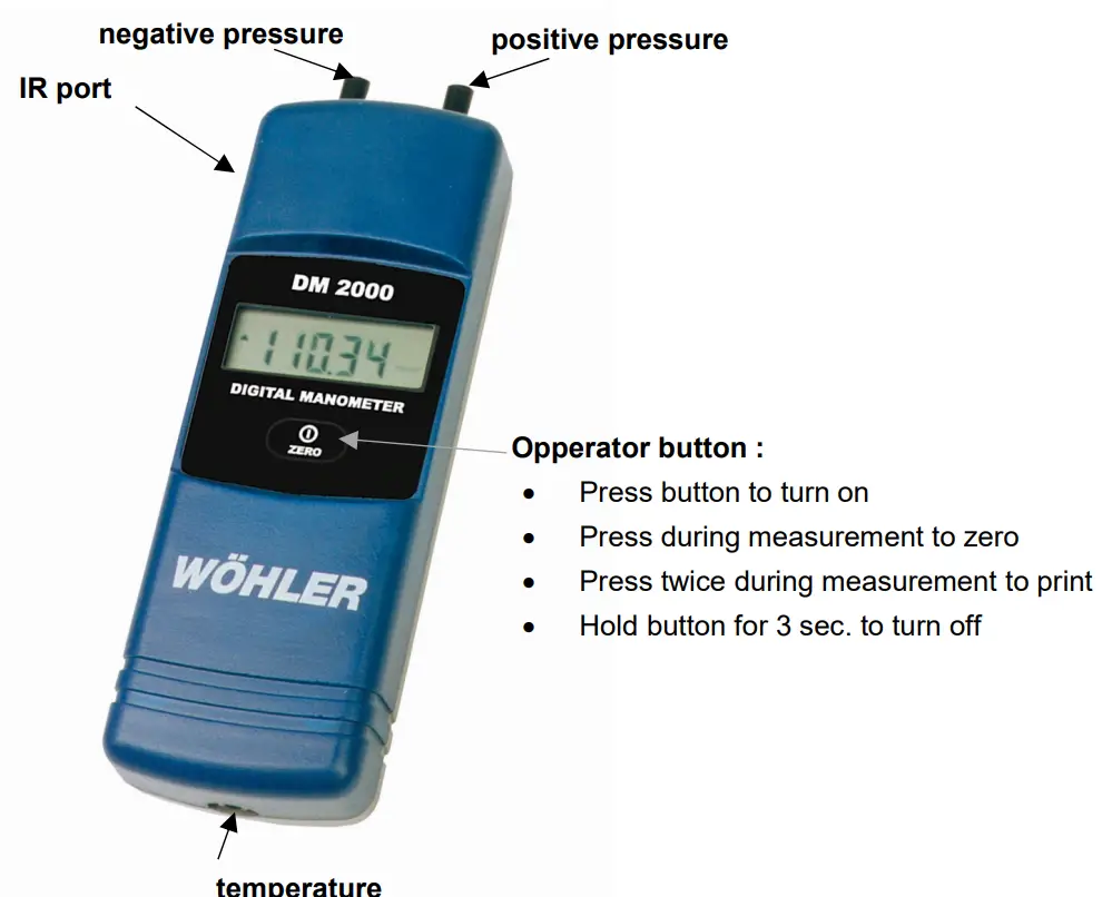 W HLER DM 2000 Digital Manometer - Components