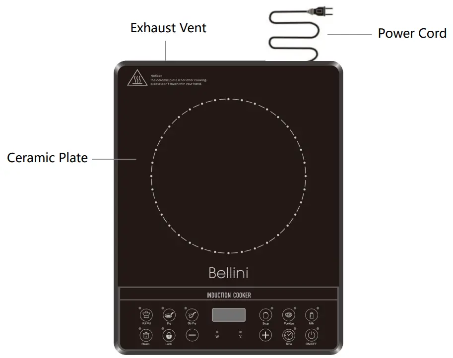 Bellini BPI2100 Portable Induction Cooker - fig