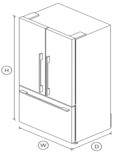FISHER and PAYKEL RF610ADX5 Freestanding French Door Refrigerator Freezer - DIMENSIONS