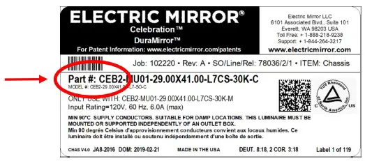 ELECTRIC MIRROR ARI2 Lighted Mirrors - Elect Mirrior