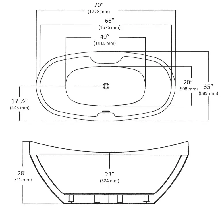 MANSFIELD 5746550003 Whitley Freestanding Baths 35-in W x 70-in L White - Figure 1