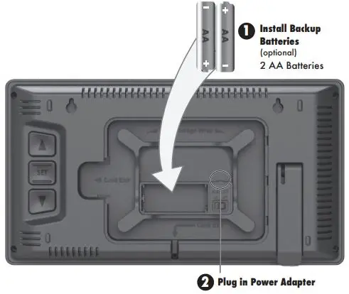 ACURITE 75099 Digital Clock Instruction Manual - Install or Replace Backup Batteries