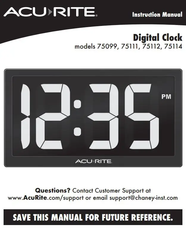 ACURITE 75099 Digital Clock Instruction Manual