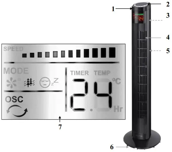 marta MT FN2541 Stand Fan - Parts list
