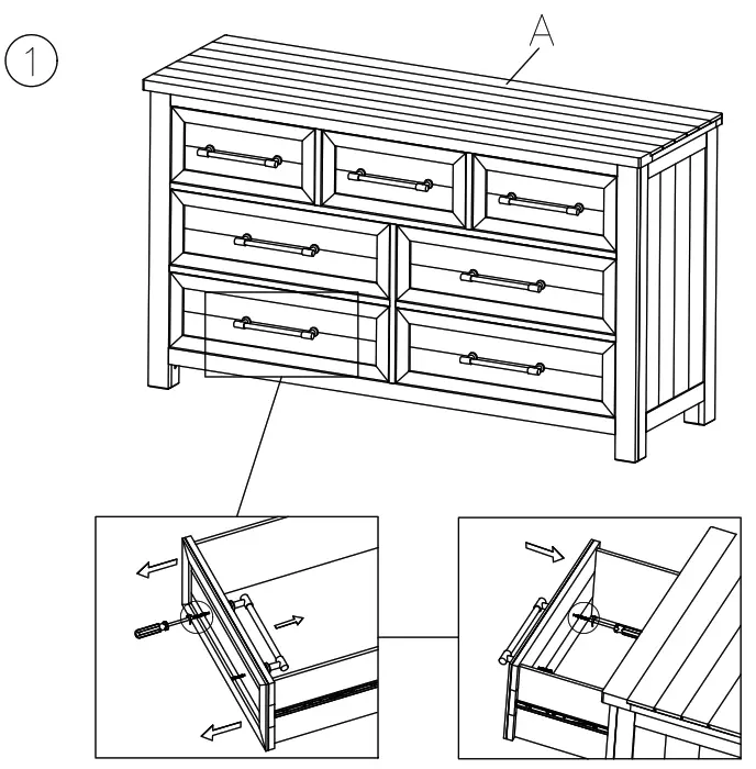 benchcraft B784-31 Brewgan 7 Drawer Dresser - 2