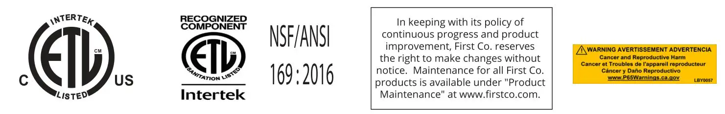 First Co UC-HW Series Wall Closet Air Handlers - ETL, warning
