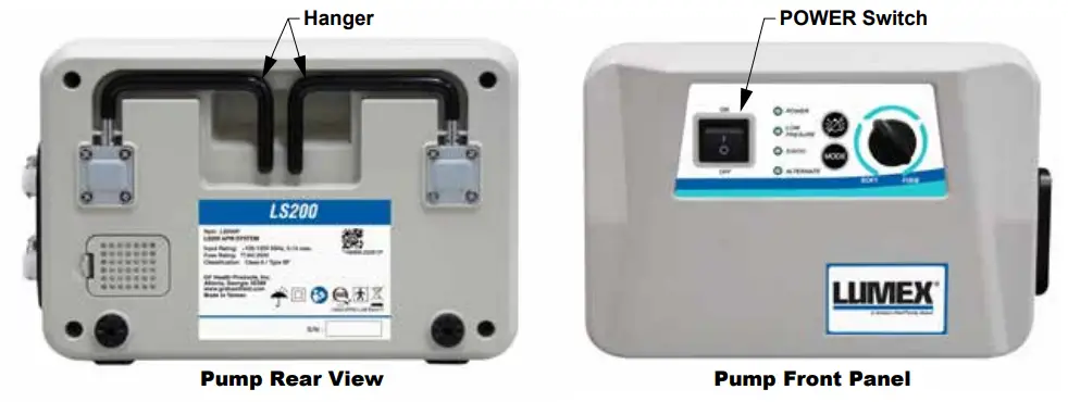 LUMEX LS200 Alternating Pressure Low Air Loss Mattress System - Pump front panel 1