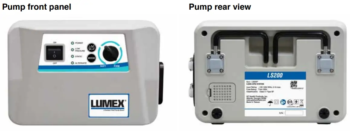 LUMEX LS200 Alternating Pressure Low Air Loss Mattress System - Pump front panel
