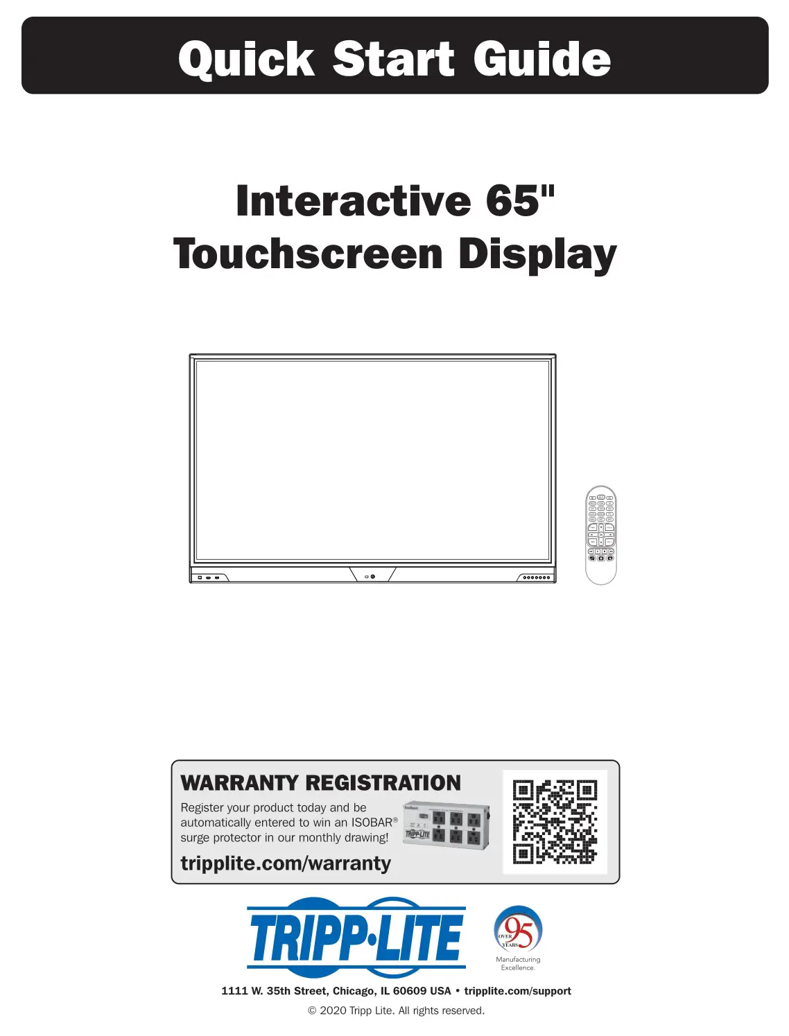 TRIPP-LITE Interactive 65 Touchscreen Display User Guide