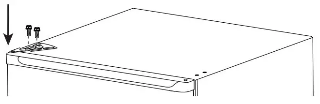 INSIGNIA Compact Refrigerator NS-CF12V17BK1 User Guide - Align the hinge with the screw holes on the door and the hole in the top edge of the door