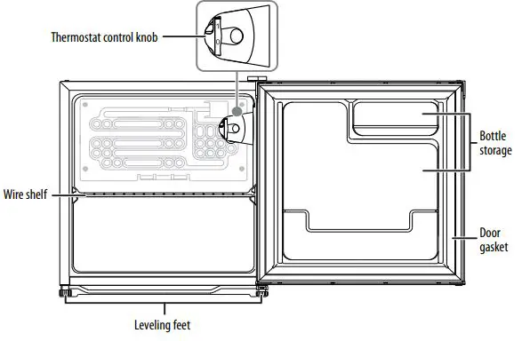 INSIGNIA Compact Refrigerator NS-CF12V17BK1 User Guide - Refrigerator parts