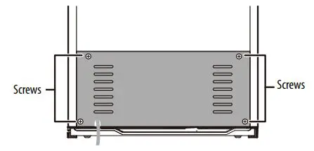 INSIGNIA Compact Refrigerator NS-CF12V17BK1 User Guide - Remove the four screws in the lower rear refrigerator cover using a Phillips screwdriver