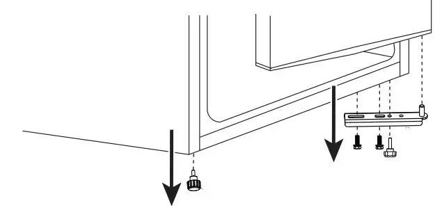 INSIGNIA Compact Refrigerator NS-CF12V17BK1 User Guide - Remove the screws that secure the bottom hinge bracket