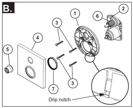 DELTA T27T967 MultiChoice Valve Trim with Diverter- Trim Installation B