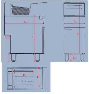 PATRIOT Gas Floor Model Fryers - DIMENSIONS