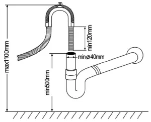 eurotech ED-DWF12PWHSS 60cm Freestanding Dishwasher - hose1