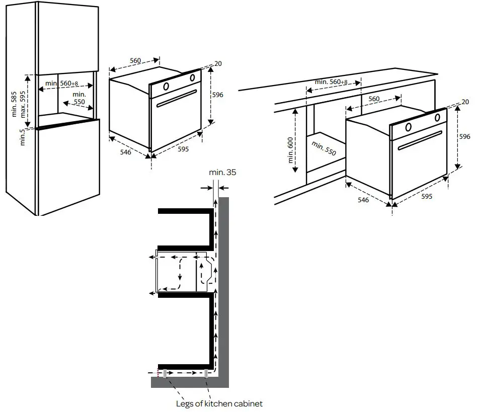 INVENTUM IMC6272BK Combi Magnetron Oven Instruction Manual - OVERALL DIMENSIONS