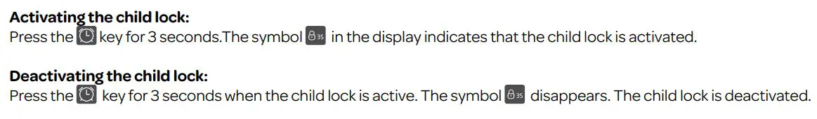 INVENTUM IMC6272BK Combi Magnetron Oven Instruction Manual - child lock