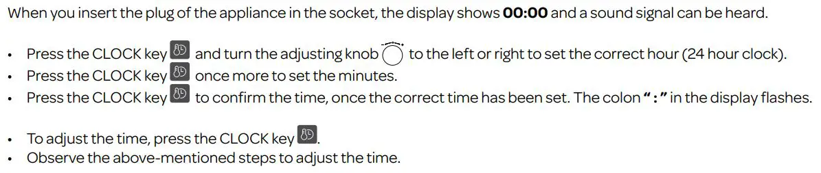 INVENTUM IMC6272BK Combi Magnetron Oven Instruction Manual - setting the clock