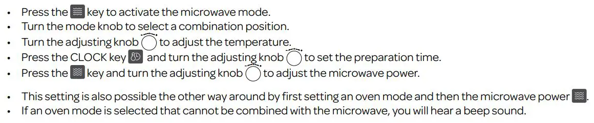 INVENTUM IMC6272BK Combi Magnetron Oven Instruction Manual - using the microwave in combination with an oven mode