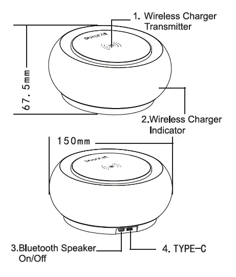 Shenzhen Doageas Technology B85 Bluetooth Speaker with Wireless Charger