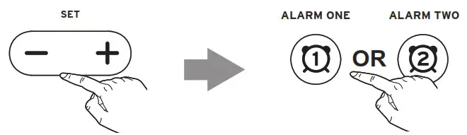 TIMEX TW500 Dual Alarm FM Clock Radio- Setting and Using Alarms 3