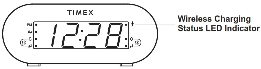 TIMEX TW500 Dual Alarm FM Clock Radio- Wireless Charging 2