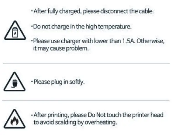 pagee PG1 Mobile Sticker Printer Instruction Manual - Pagee Caution