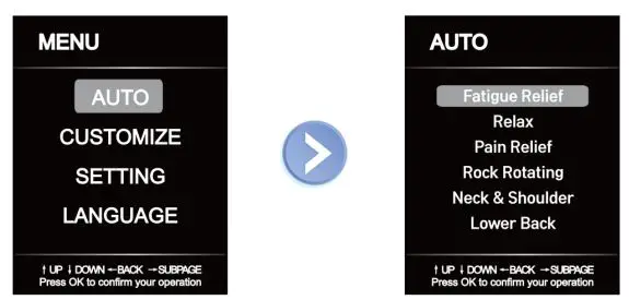 KAHUNA CHAIR HM5000 Massage Chair User Manual - Display Diagram