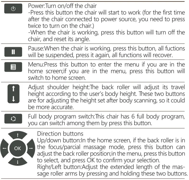 KAHUNA CHAIR HM5000 Massage Chair User Manual - Operation Guide