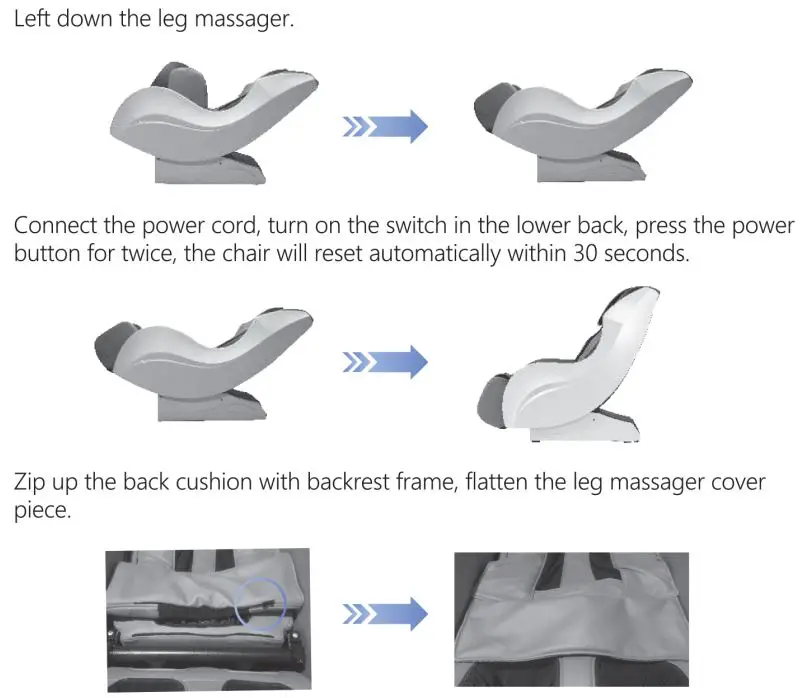 KAHUNA CHAIR HM5000 Massage Chair User Manual - Reset the chair