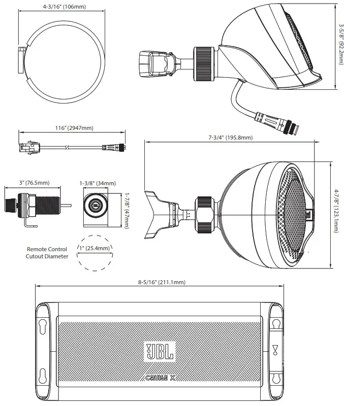 AUKEY Touch Control LED Lamp User Manual-DIMENSIONS