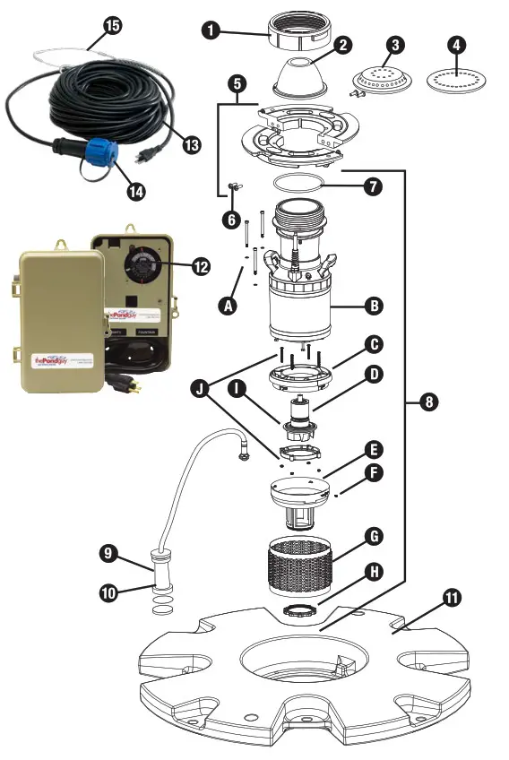 diagramthePondguy AquaStream Floating Fountain - Replacement Parts