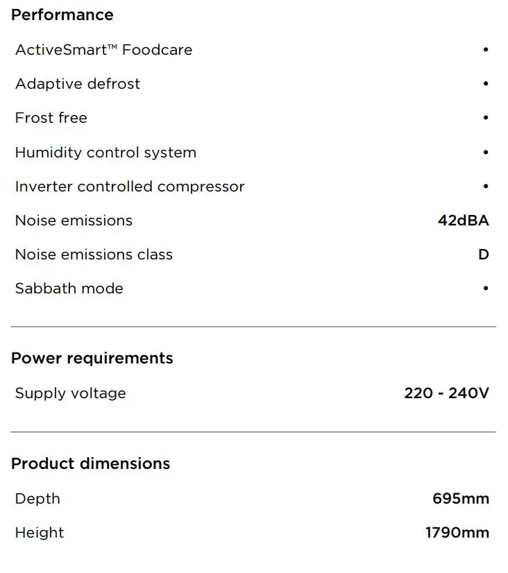 FISHER PAYKEL RF540ANUX5 90cm Freestanding French Door Refrigerator Freezer User Guide - SPECIFICATIONS