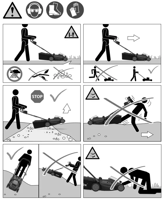 Gude RM 36 0 43 Cordless Lawn Mower - Cutting instructions