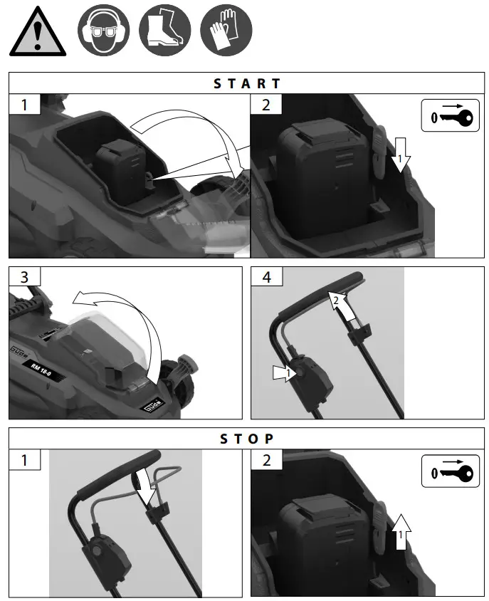 Gude RM 36 0 43 Cordless Lawn Mower - Operation