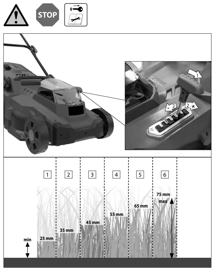 Gude RM 36 0 43 Cordless Lawn Mower - setting