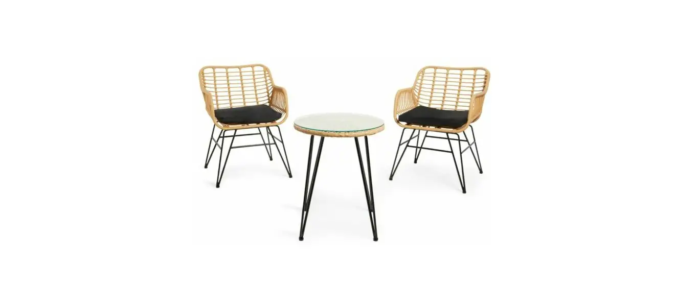 Vonhaus 2500322 2 Seater Natural Rattan Garden Bistro Set Instruction Manual