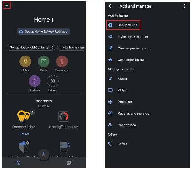 Link account in Home Control