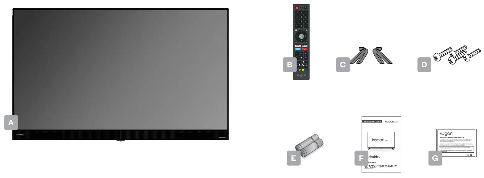 kogan KAQLED50XT9510STA QLED 50 inch Smart HDR 4K TV Series 9 XT9510 - COMPONENTS