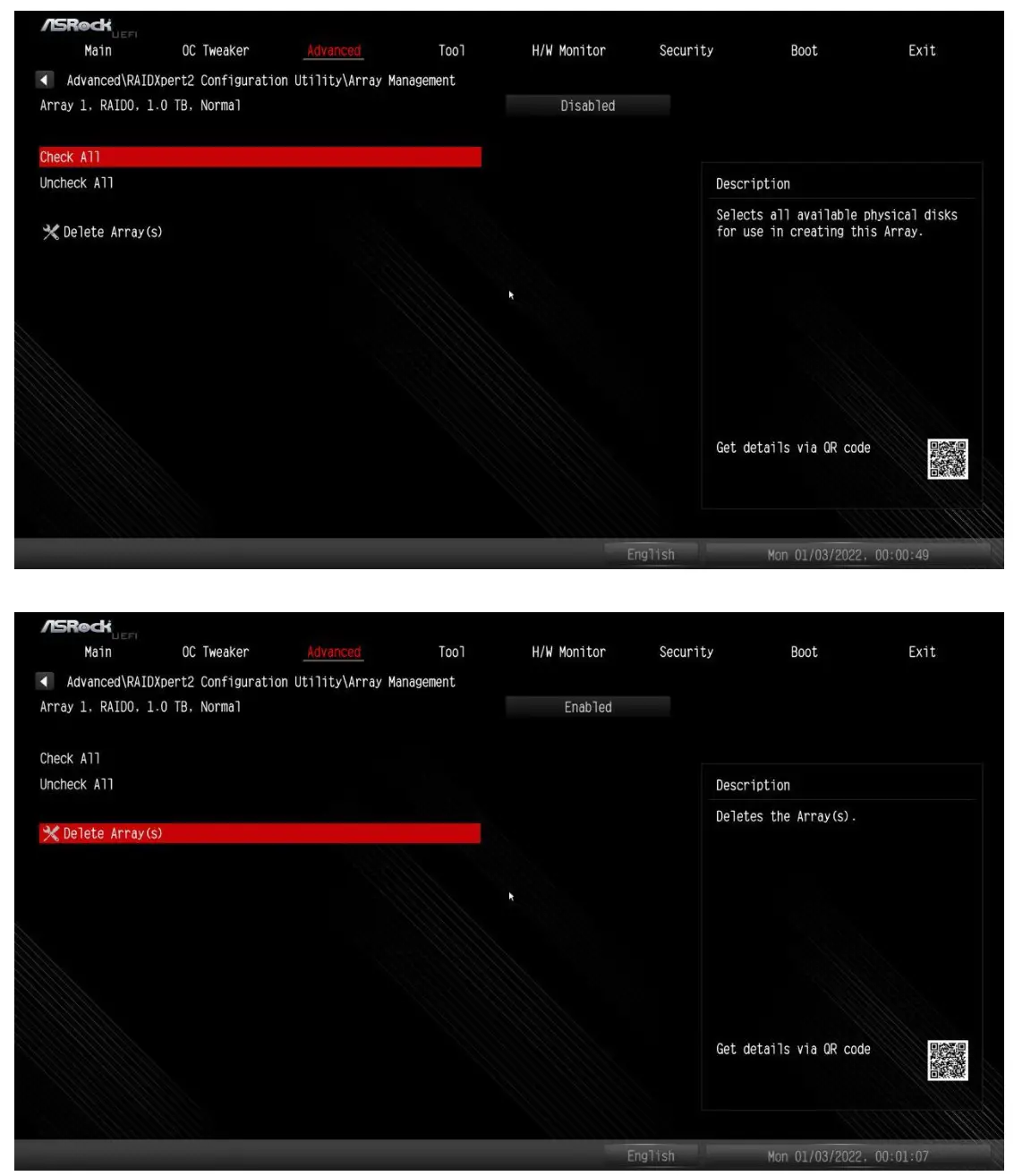 ASRock X670E Taichi Motherboard - Go to Advanced RAIDXpert2 Configuration Utility Array Management 2