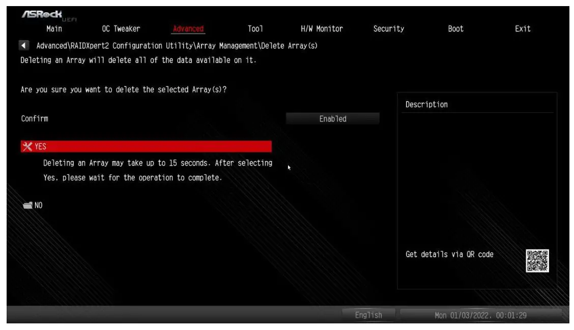 ASRock X670E Taichi Motherboard - Go to Advanced RAIDXpert2 Configuration Utility Array Management 3