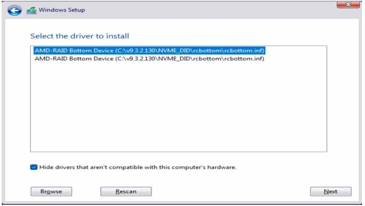 ASRock X670E Taichi Motherboard - Select “AMD-RAID Bottom Device” and then click Next