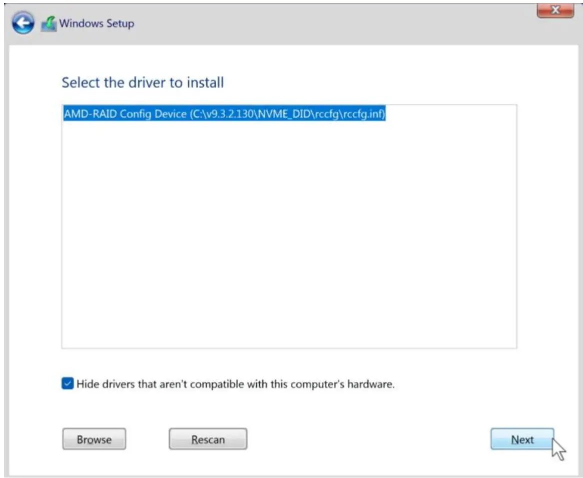 ASRock X670E Taichi Motherboard - Select “AMD-RAID Config Device” and then click Next