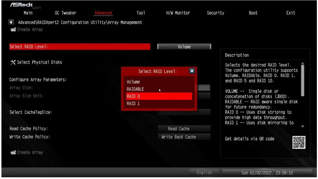 ASRock X670E Taichi Motherboard - Select RAID Level