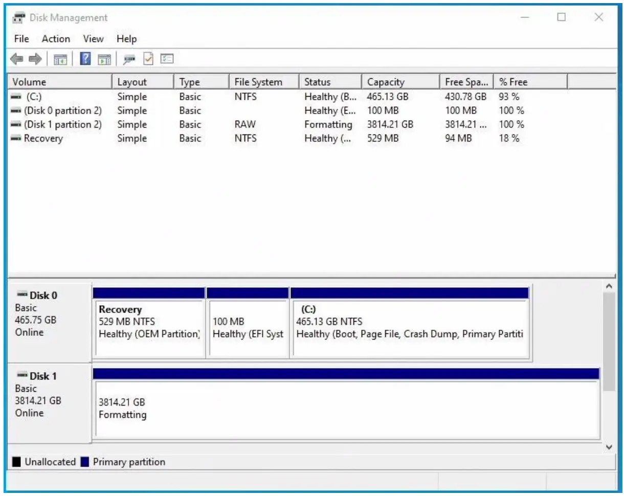 ASRock X670E Taichi Motherboard - Wait a bit for the system to create the volume