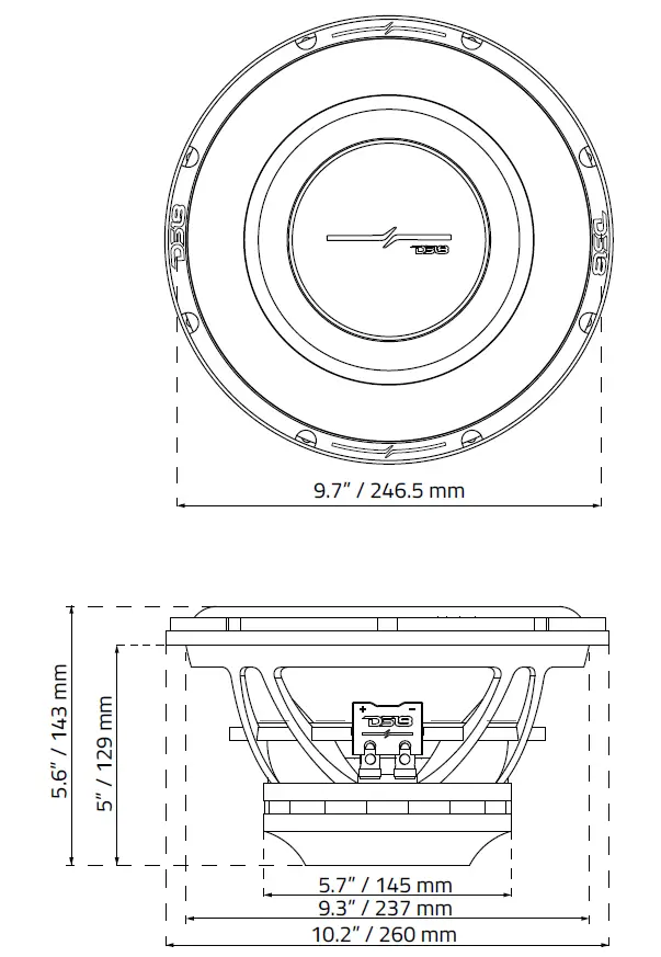 DS18 PRO-RY10.4NMB 10 Inch Mid Bass Woofer with Carbon Fiber Cone and Neodymium Magnet 1